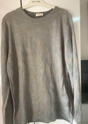 Gri Erkek Triko Uzun Kollu Bisiklet Yaka Kazak - Görsel 5