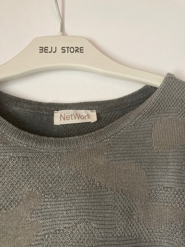 Gri Erkek Triko Uzun Kollu Bisiklet Yaka Kazak - Görsel 4