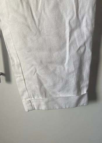 Beyaz Keten Rahat Kesim Kadın Pantolon - Görsel 8