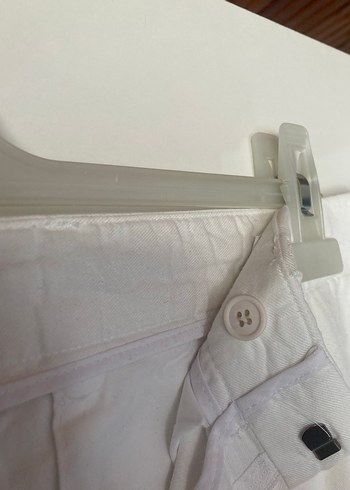 Beyaz Keten Rahat Kesim Kadın Pantolon - Görsel 4