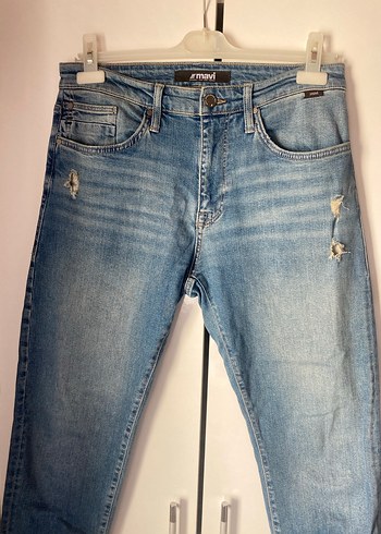 Mavi Düğmeli Erkek Jeans - Görsel 2