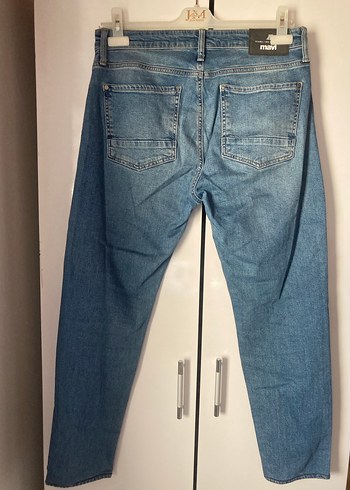 Mavi Düğmeli Erkek Jeans - Görsel 7