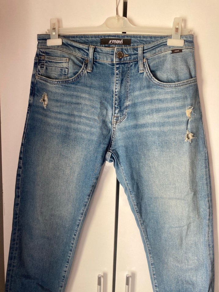 Mavi Düğmeli Erkek Jeans - Görsel 2