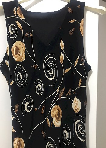 H&M Siyah Çiçekli Drapeli Uzun Kadın Elbise