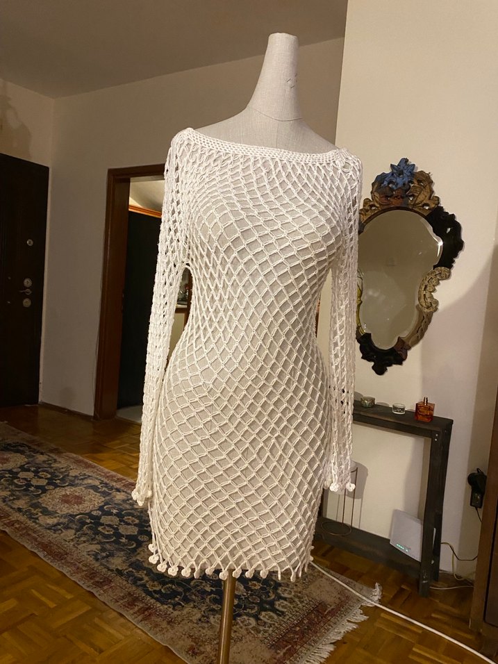 File Uzun Kollu Triko Elbise - Görsel 3