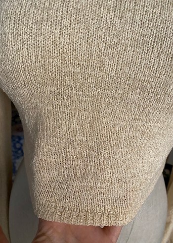 Bej Kadın İnce Örgü Bisiklet Yaka Kazak - Görsel 4