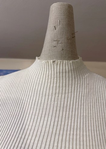 Kadın Beyaz Yarım Balıkçı Crop Triko Kazak - Görsel 2