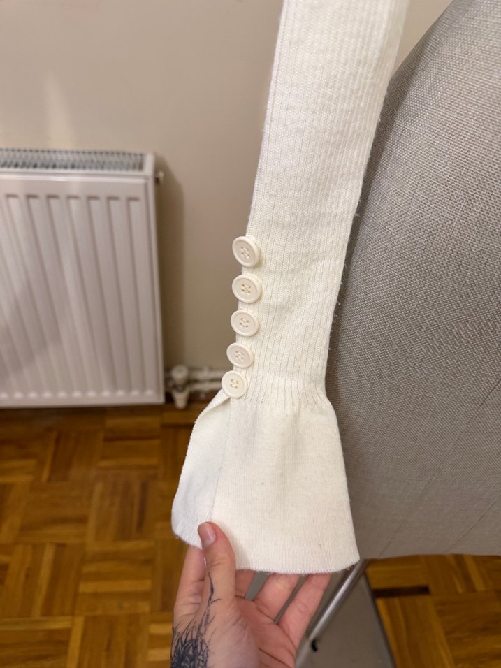 Kadın Beyaz Yarım Balıkçı Crop Triko Kazak - Görsel 3