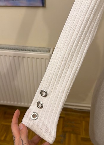 beyaz fitted bluz - Görsel 3