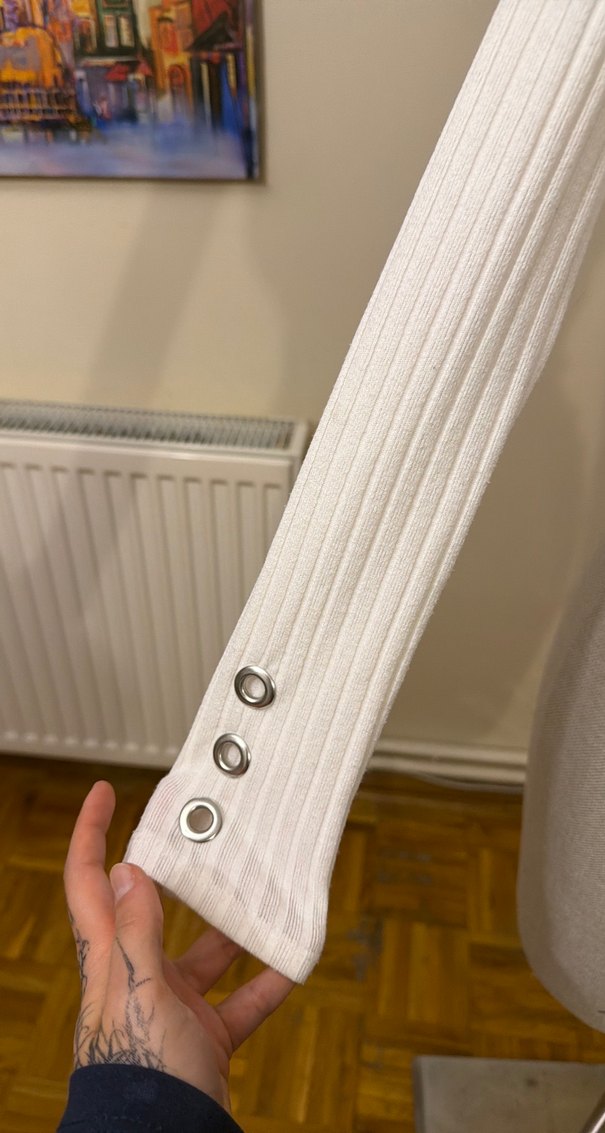 beyaz fitted bluz - Görsel 3