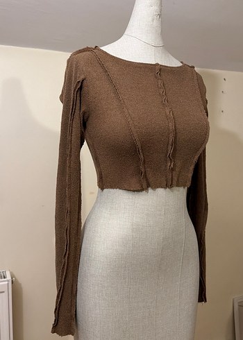 Kadın Kahverengi Triko Uzun Kollu Bluz - Görsel 2