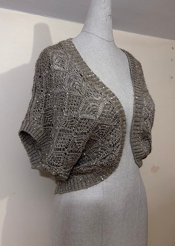 Gri Örgü Kadın Hırka Bohem Stil - Görsel 2