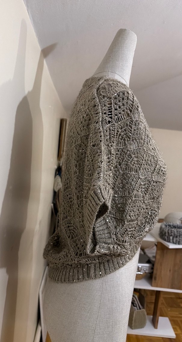 Gri Örgü Kadın Hırka Bohem Stil - Görsel 3