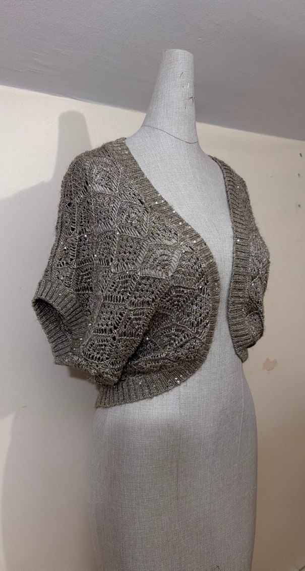 Gri Örgü Kadın Hırka Bohem Stil - Görsel 2