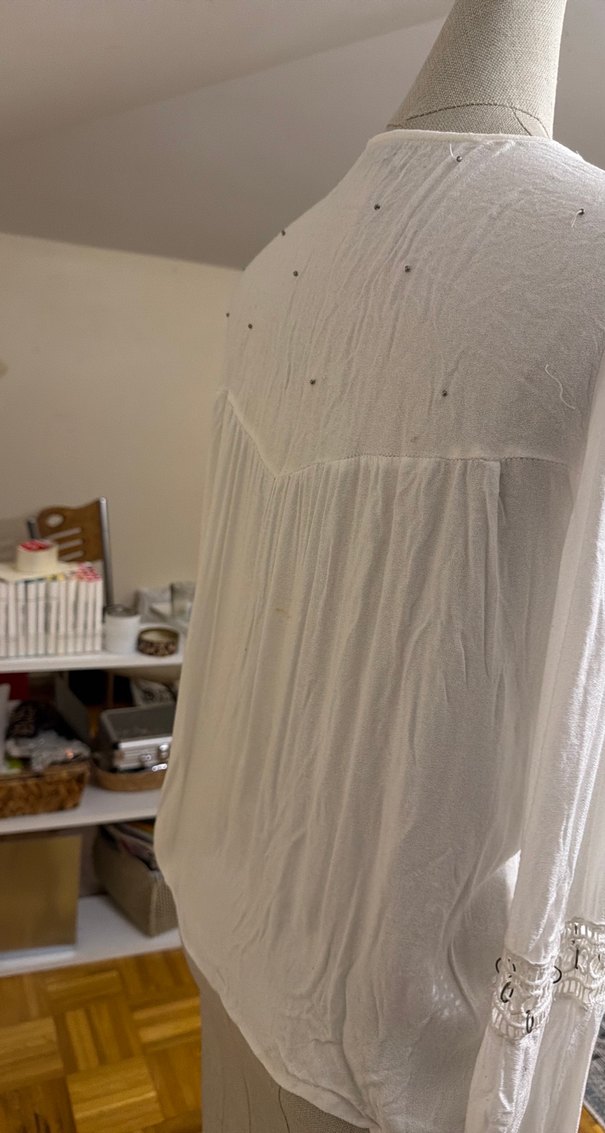 Nakışlı Beyaz Bohem Uzun Kollu Bluz - Görsel 3