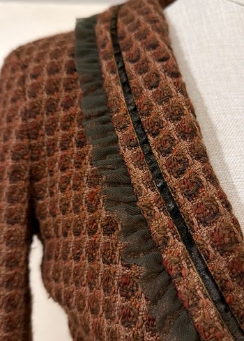 Kahverengi Örgü Detaylı DKNY Kadın Ceket - Görsel 3