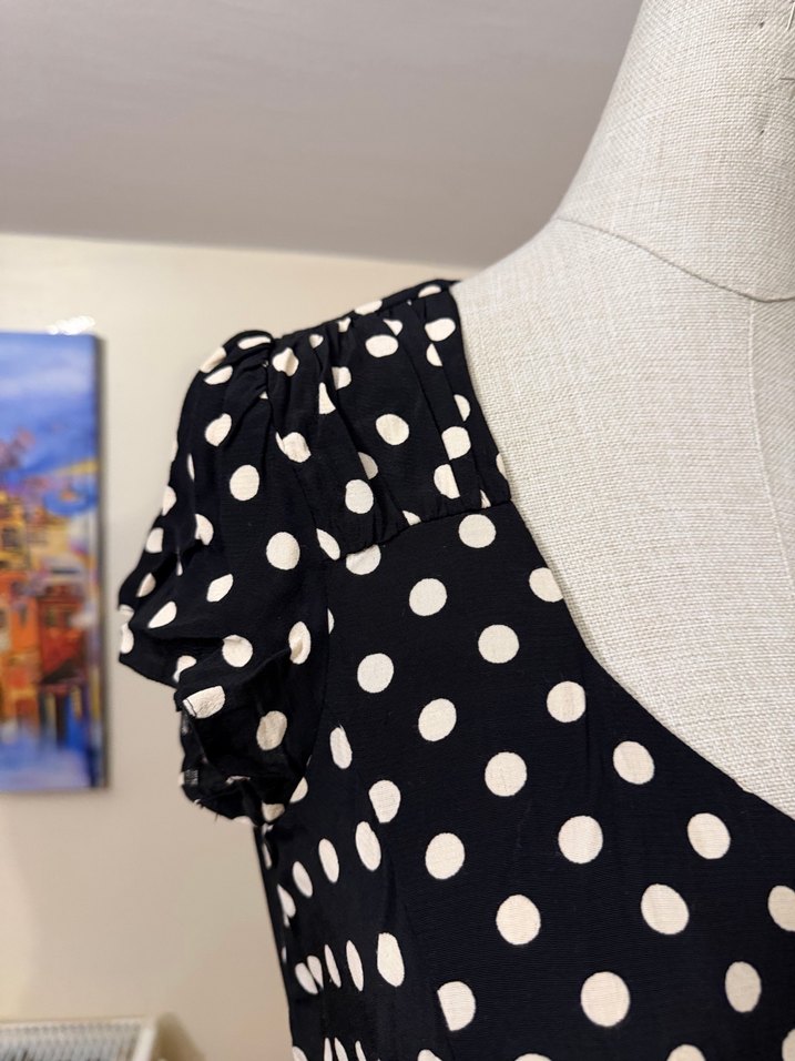 Kemerli Siyah Puantiyeli Midi Elbise - Görsel 2