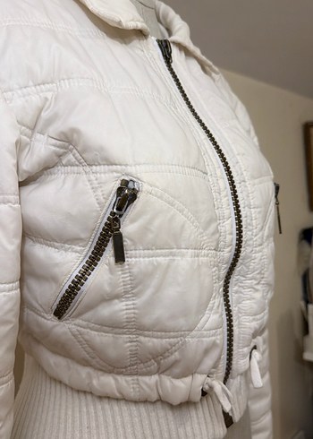 Beyaz Crop Kadın Mont - Görsel 2