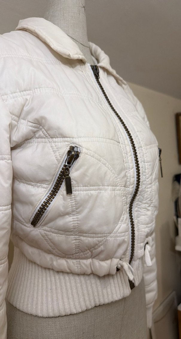 Beyaz Crop Kadın Mont - Görsel 2