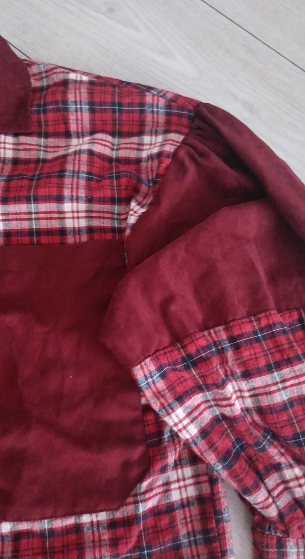 Bordo Düğmeli Ekose Kadın Gömlek - Görsel 2