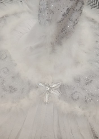 Straplez Bohem Uzun Beyaz Gelinlik - Görsel 4