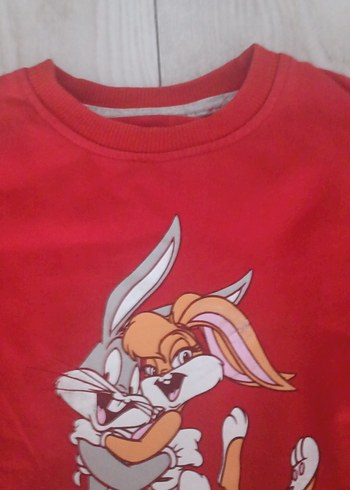 Kız Çocuk Kırmızı Baskılı Sweatshirt - Görsel 3