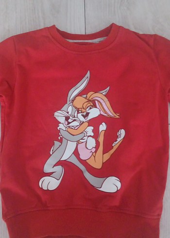 Kız Çocuk Kırmızı Baskılı Sweatshirt - Görsel 2