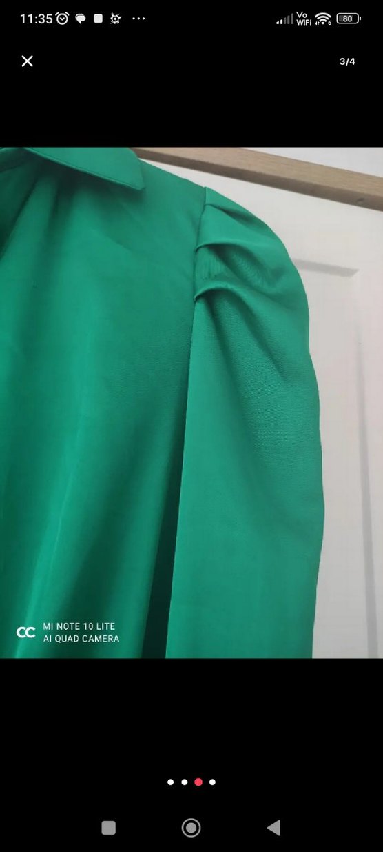 Yeşil V Yaka Düğmeli Mini Gömlek - Görsel 4