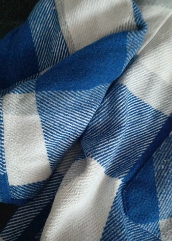 Mavi Ekose Düğmeli Kadın Gömlek - Görsel 4