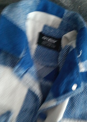 Mavi Ekose Düğmeli Kadın Gömlek - Görsel 3