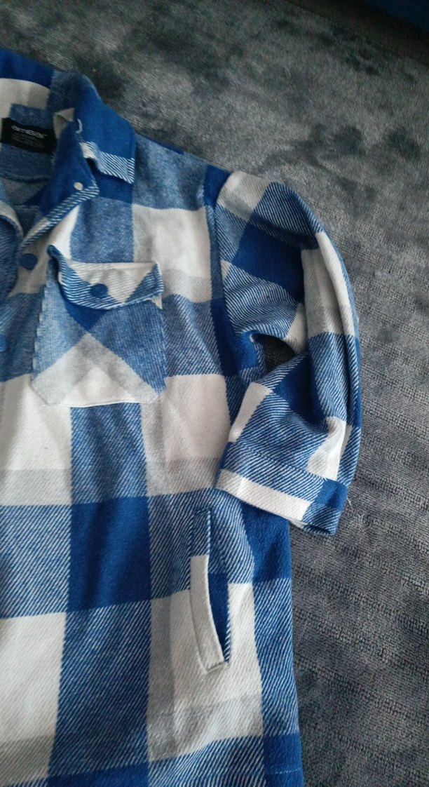 Mavi Ekose Düğmeli Kadın Gömlek - Görsel 2