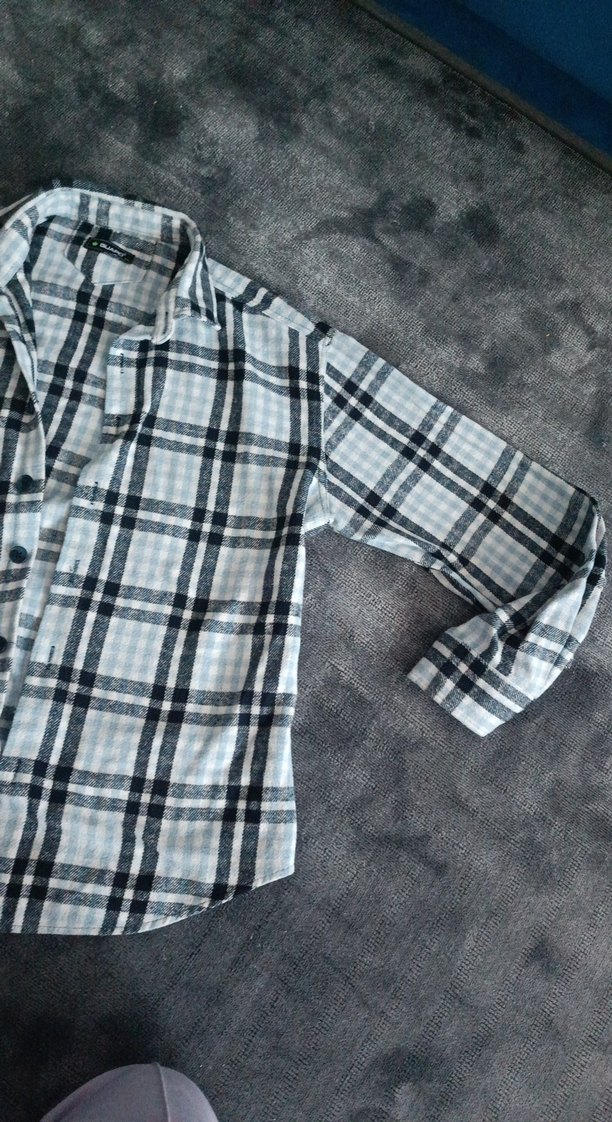 Erkek  Gri Düğmeli Kısa Kollu Gömlek - Görsel 2