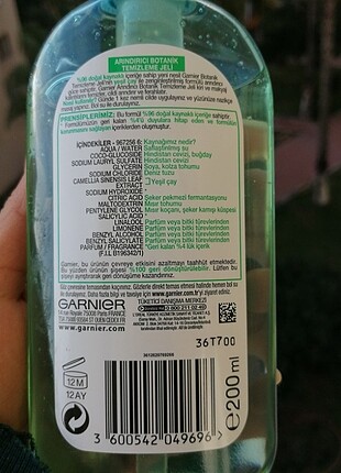 Beden Garnier botanik arındırıcı yüz temizleme jeli