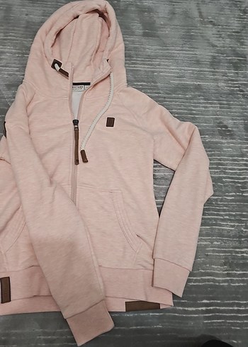 Pembe Kapüşonlu Fermuarlı Spor Sweatshirt naketano marka - Görsel 2