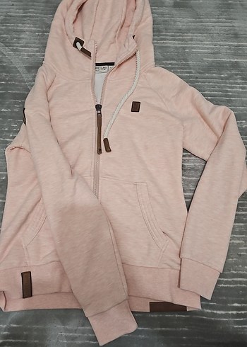 Pembe Kapüşonlu Fermuarlı Spor Sweatshirt naketano marka - Görsel 3