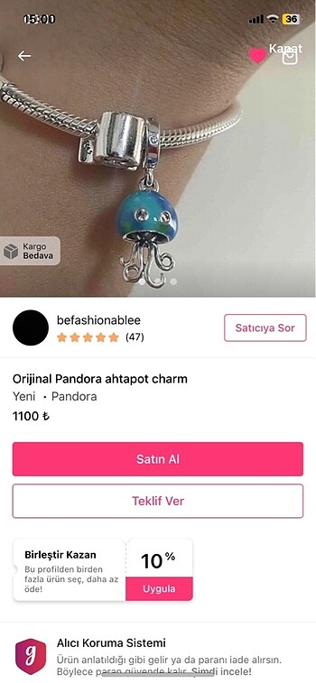 Pandora Pandora dört yapraklı yonca kalp ve atnalı