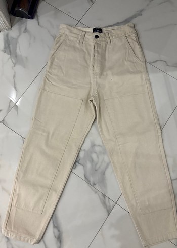 36 Beden Bej Regular Fit Midi Kot Pantolon