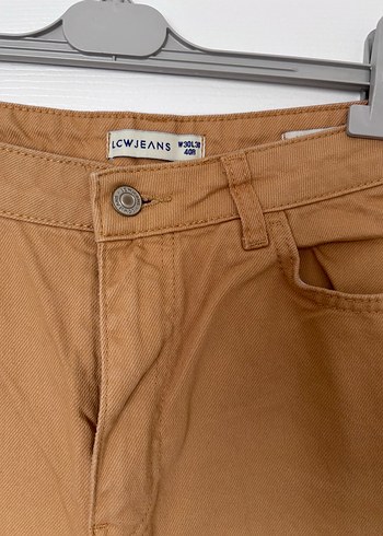Bej Kadın Kot Salaş Pantolon - Görsel 3