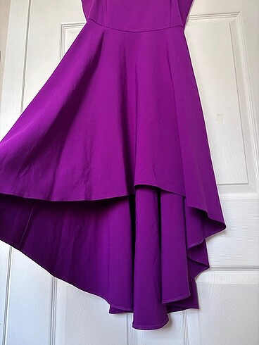 Önü kısa arkası uzun mor elbise - Görsel 11