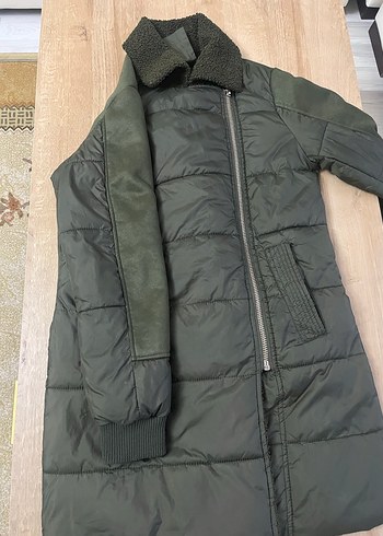 KOTON Kadın Haki Uzun Fermuarlı Kaban - Görsel 2