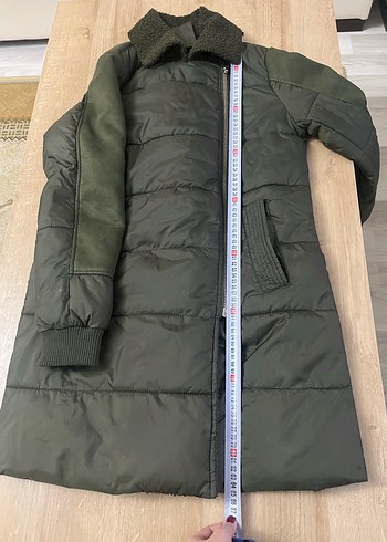 KOTON Kadın Haki Uzun Fermuarlı Kaban - Görsel 5