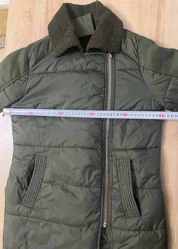 KOTON Kadın Haki Uzun Fermuarlı Kaban - Görsel 4