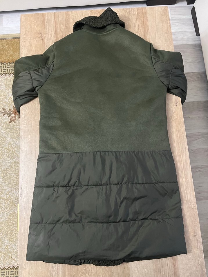 KOTON Kadın Haki Uzun Fermuarlı Kaban - Görsel 3