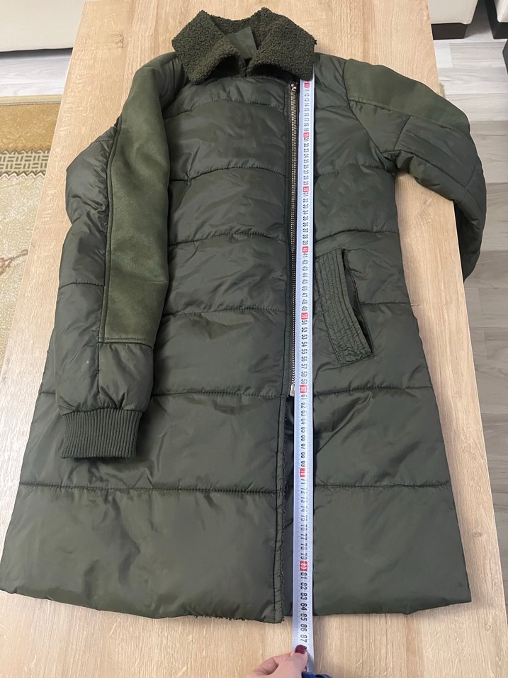 KOTON Kadın Haki Uzun Fermuarlı Kaban - Görsel 5