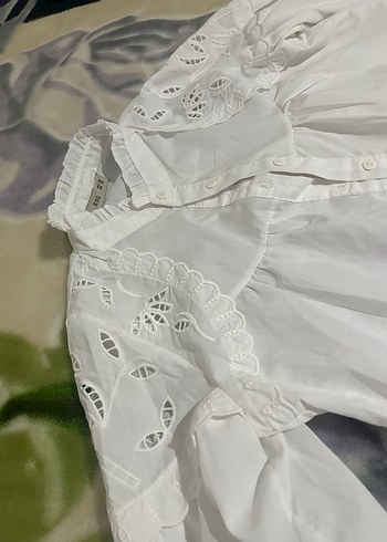 Nakışlı Bohem Beyaz Pamuklu Gömlek - Görsel 2