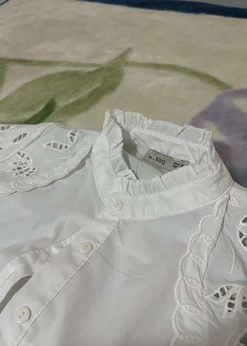 Nakışlı Bohem Beyaz Pamuklu Gömlek - Görsel 4