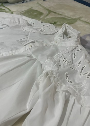 Nakışlı Bohem Beyaz Pamuklu Gömlek - Görsel 5
