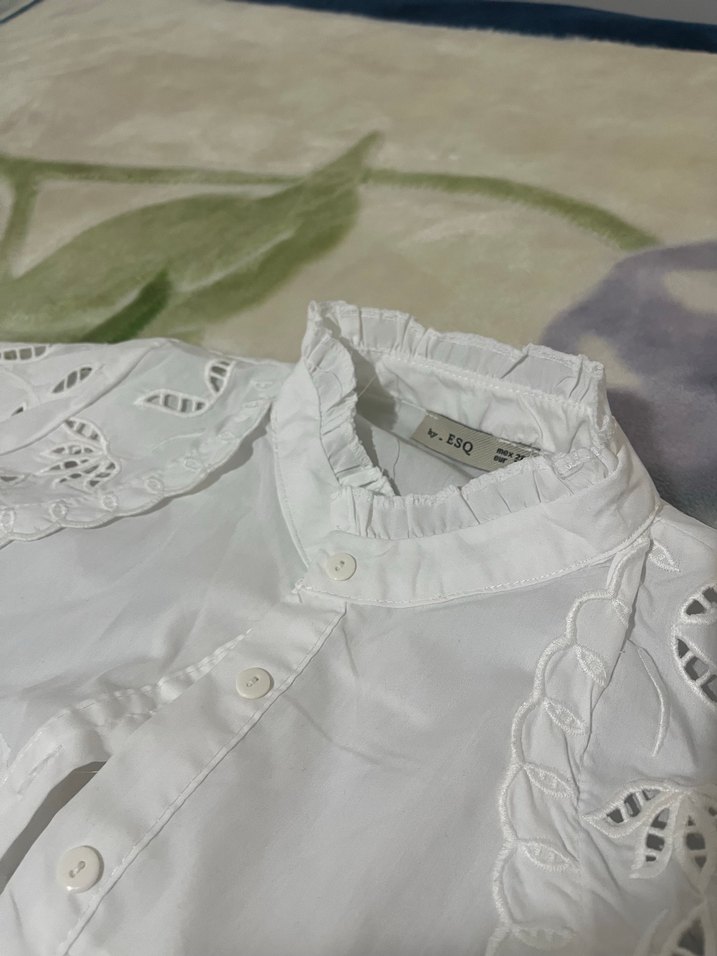 Nakışlı Bohem Beyaz Pamuklu Gömlek - Görsel 4