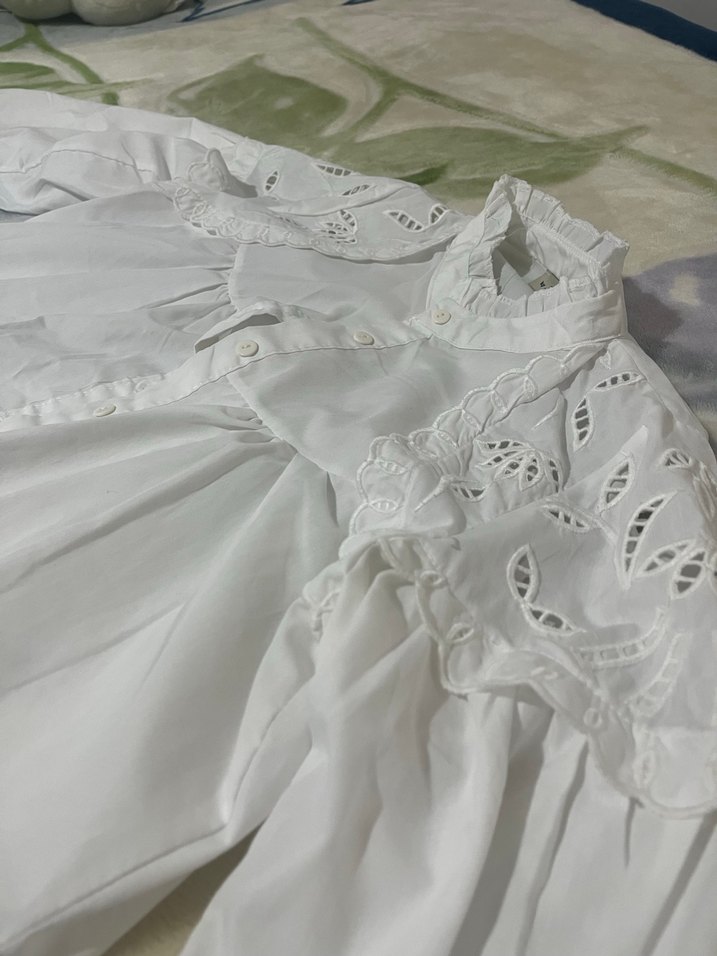 Nakışlı Bohem Beyaz Pamuklu Gömlek - Görsel 5