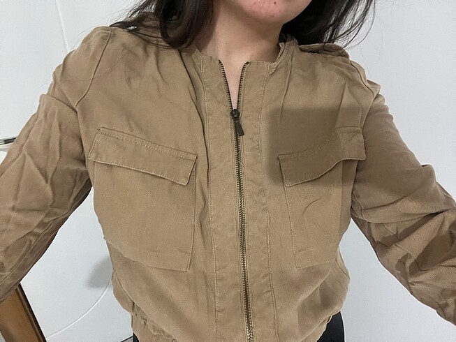 s Beden camel Renk CROP CEKET